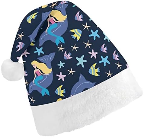 Sirena i delfini pliš Božić šešir Naughty i lijepo Santa kape sa pliš obodom i Comfort Liner Božić