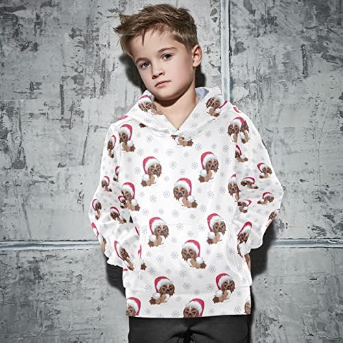 Plaaee Kids Boys Girgi Paulover Duksevi Božićni slatki štenad Duksel sa kapuljačom sa džepovima XXS