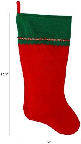 Monogramirani me vezeni početni božićni čarapa, zeleni i crveni filc, početni s