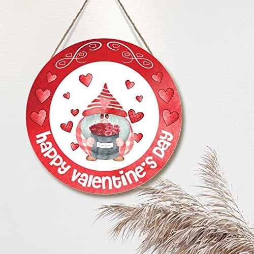 Vješalica za dobrodošlicu Sretan Valentinovo Gnome Wall Art Art Sign Red Heart Wear do Wood Plaketa Valentinovo