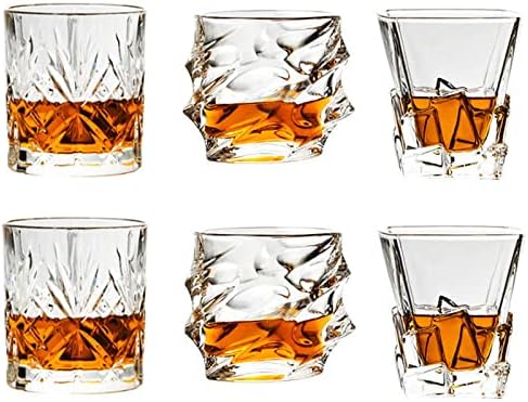 HYMIC Whiskey Glass Set od 6, staromodne naočare sa kutijom, 10oz Rocks naočare Barware za viski, Burbon, Scotch i alkoholna pića, poklon za muškarce