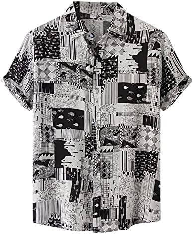XXBR MENS Havajski majice, grafički tiskani gumb niz vintage kratki rukav ljetni odmor casual plaža majice tata