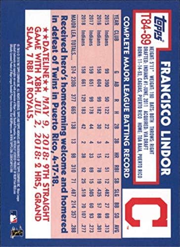 2019 TOPPS serija 1 bejzbol 35. godišnjica 1984 '84 T84-89 Francisco Lindor Cleveland Indijanci