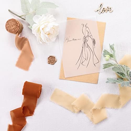 Socomi ručno izrađena ručna vrpca šifonska svila 1-3 / 4 x 7yd 3 rolanje pobijeno vrpce za oblaganje za vjenčanje Pozivnici za svadbene bukete Terracotta