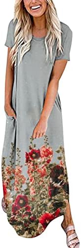 Gemkonsey dugačka maxi haljina za žene sa džepovima haljine dame elegantne labave havajske skromne
