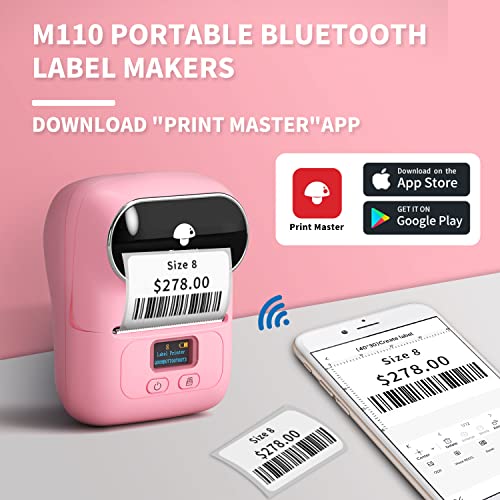 Phomemo Pink Label Maker Machine M110 Prijenosni Bluetooth Thermal Label Maker Printer za barkod,