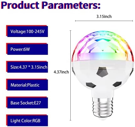 SUNORAR E27 LED disko žarulje za rotiranje diskoteka, RGB borba za promjenu boje svjetlosne žarulje u zatvorenom