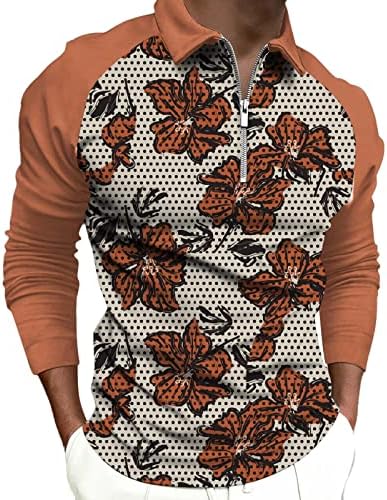 ZDDO 2022 nove polo majice za muške, zip up vrat dugih rukava cvjetna polka tačka patchwork golf top casual dizajnerska