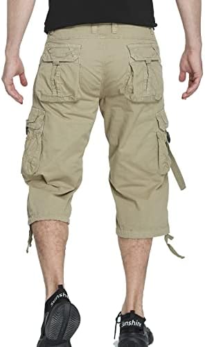 AOYOG muške gaćice za teretni kratke hlače 3/4 pamuk opušteno uklapanje ispod koljena Capri Cargo hlače