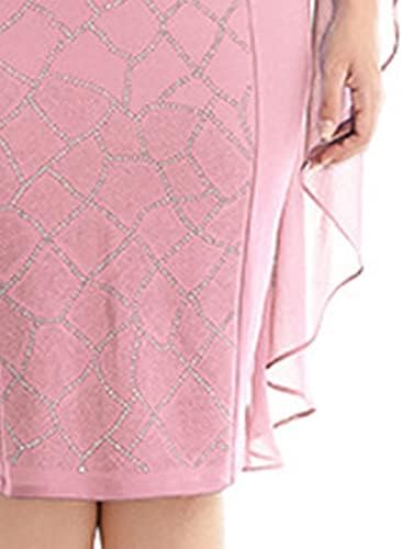 IcoDod Women Maxi haljina pola rukava Flounce Formalne mrežice za žene za žene Classic Plus Veličina Scoop vrat