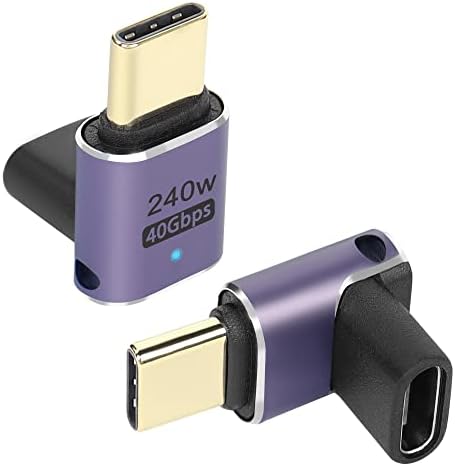 Qiannenon USB4.0 C 90 stupnjeva kut adapter 240W 40Gbps Tip C 4.0 muški do ženskog desnog kuta