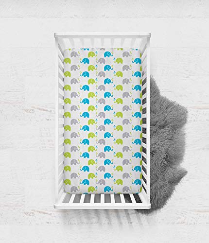 Bacati - Slonovi svilenkasti mekani prozračni pamučni muslin dječji krevetić - odgovara standardnim