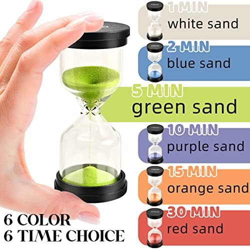 TeacherFav Tajmer za pijesak za djecu 6 pakirajte šareni pješčani sat 1min 2min 5min 10min 15min