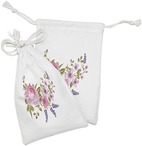 Lunadljiva vrećica Tkanina od 2, mladenkastih kratkih ruža sakura i lavanda vintage buketa flora, mala