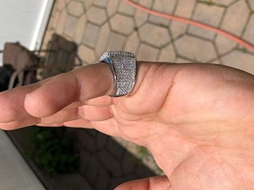 Čvrsti muški prsten od 925 Sterling srebra-ledeni prsten-ledeni Hip Hop kvadratni Micropave muški