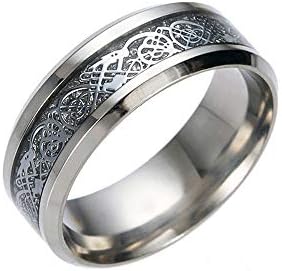 Muškarci titanijum-nehrđajući čelik Prsten volfram Carbide Prsten plavi / crni / srebrni zmaj vjenčani poljski