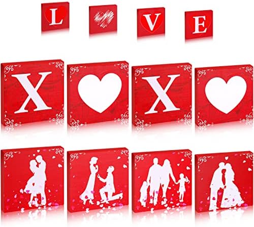 Yulejo Valentinovo voli dekor 2 set drveni ljubavni blok znakovi vole drvene ukrase stola postavljene