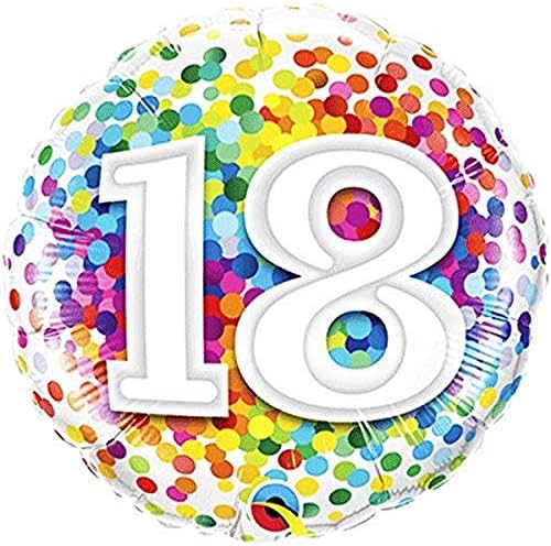 KVALITETX 18-inčni stariji od 18 godina Rainbow Confetti okrugli folijski balon