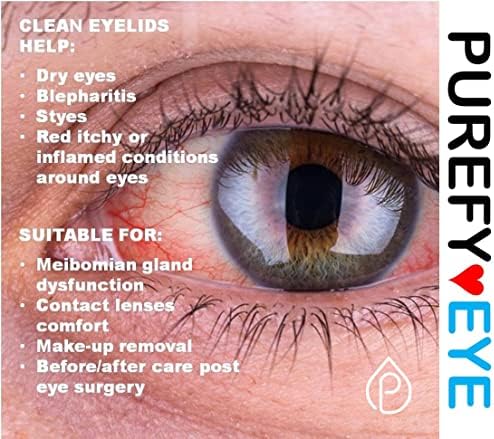 Purefyeye hipohlorozno sredstvo za čišćenje eyelida za reljef iz suvog oka, iritacije kože, rosacea, ružičasto