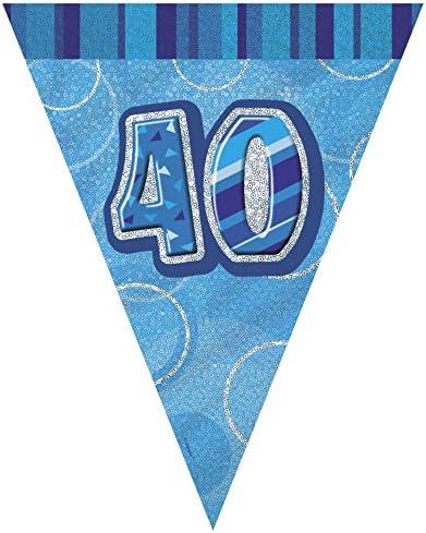 Jedinstvena zabava 92084 - 9ft folija Glitz plava 40. rođendanske zastava za rođendan