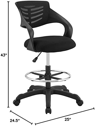 Modway Thrive stolica za crtanje-visoka kancelarijska stolica za Podesive stojeće stolove u crnoj boji