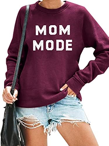 Mnybaby mama mod casual dukseri za žene slovo ispisa lagani pulover dugih rukava