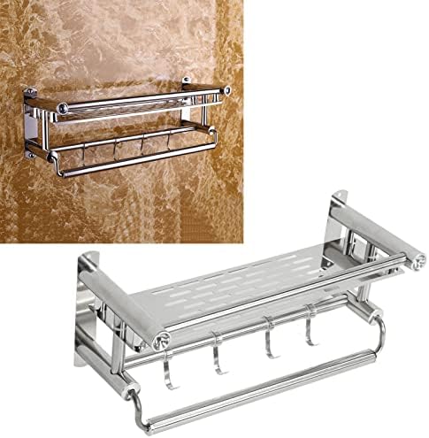 15,7in ručnik za ručnik za kupatilo Organizator, zidna ručnik od nehrđajućeg čelika sa ručnikom sa kukama, srebrom