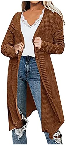 Dugi kardigani za žene Ležerne prilike dugih rukava pleteni lagani maxi Cardigan džemperi Otvori odjeću