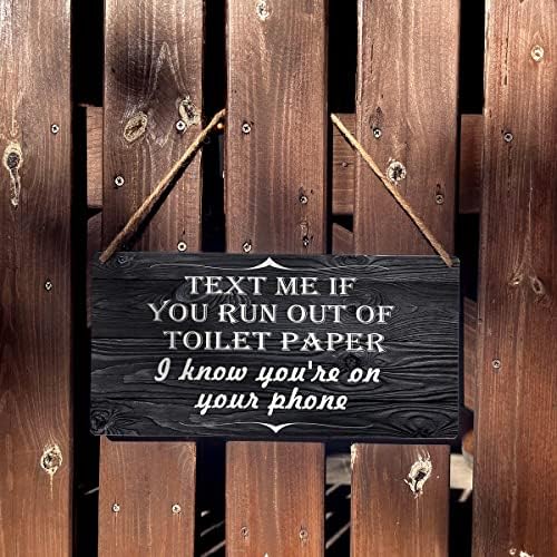 Znak kupaonice Smiješno se seosko kućište ponestalo toaleta Drveni viseći znak Rustikalni retro