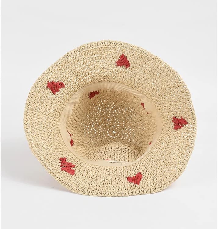 Zsedp Love vezeni tkani šešir za žene sklopivi heklani suncobran za odmor na plaži