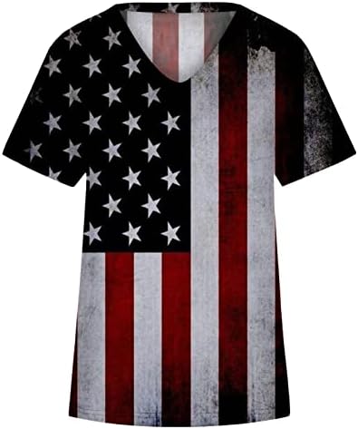 4. jula vrhovi za žene 2023. ljetne modne patriotske majice Američki Falg s kratkim rukavima V izrez