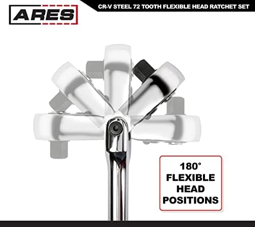 ARES 42028-3-komad 72-zub Flex Head Ratchet Set-Premium hromirana Vanadijumska čelična konstrukcija & hromirana