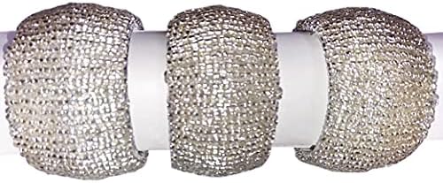 Terraacraft - ručno rađeni set od 6 perlivenog prstena sa salvetom u svjetlucavu srebru. Prekrasan komplement
