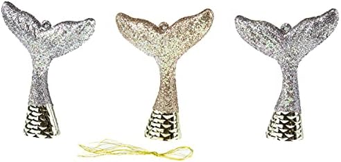 Pametne kreacije sireni rep Božićni Ornament Set od 3 komada, neprobojni praznični dekor za jelke,