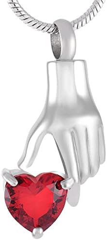 Dotuiarg nehrđajućeg čelika za ruke drži crveni cirkon Memorijal urnu Ogrlica za kremiranje