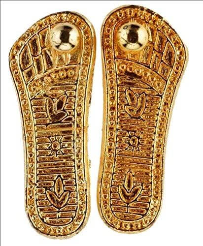 Jellify Sri Laxmi Lakshmi Charan Padova prekrasno ručno izrađen u mesingu / Ahtadhatu Zlatno polirano.