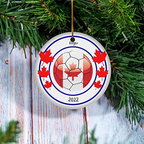 Personalizirani okrugli ukrasi za fudbal i zastavu, Božićni ukrasi sa javorovim listovima sa kanadskom