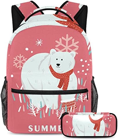Tbouobt putnički ruksak set lagan laptop casual ruksak za žene muškarci, ružičasti životinjski polarni