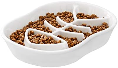 Bijela keramička Zdjela za pse sa sporom hranilicom za mačke-keramička zabavna Interaktivna
