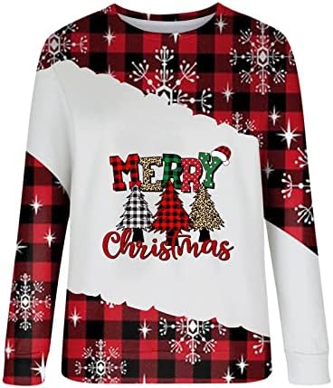 Fandream duge dukseve za žene Boat vrat Božić Print T Shirt No Hood Oversized Womens pulover džemperi