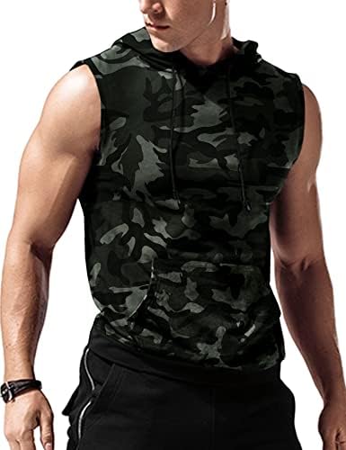Amussiar muški trening s kapuljačom bez rukava duksevi za teretanu Bodybuilding Muscle Cut off T Shirt