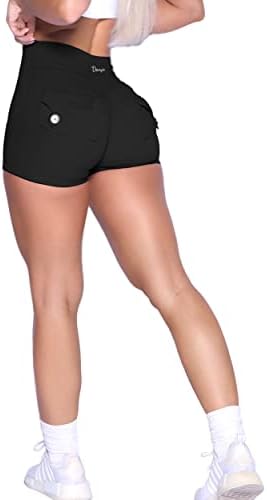 DANYSU ženske džepne kratke hlače poprečno struk skroz za plijen za plijen vježbanje atletske bade teretane