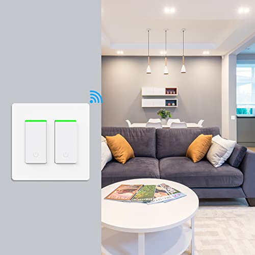 Smart Light Switch 2 Gang WiFi pametni svjetlo Dvostruki prekidač Rad s Alexa, Google Assistant, bežična kontrola,