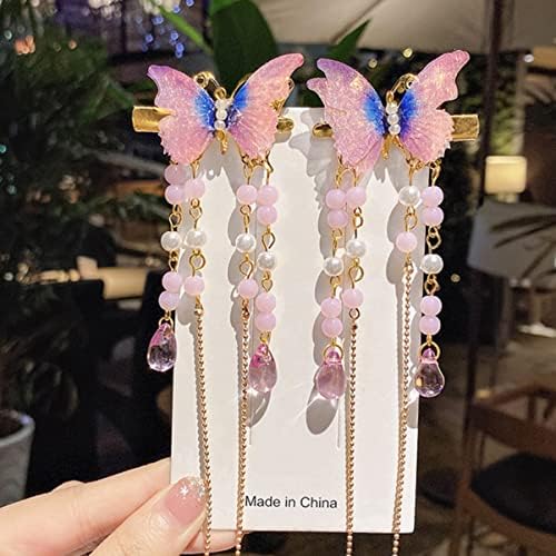 KALLORY 2kom Tassel ukras leptiri ukosnica vjenčani pribor žene za Metal Pink Tinejdžeri ukosnice