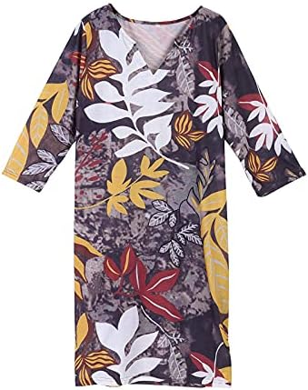 Uikmnh ženske ravne polu rukave Maxi haljine Wicking japanski Banana stablo lišće lakta rukav