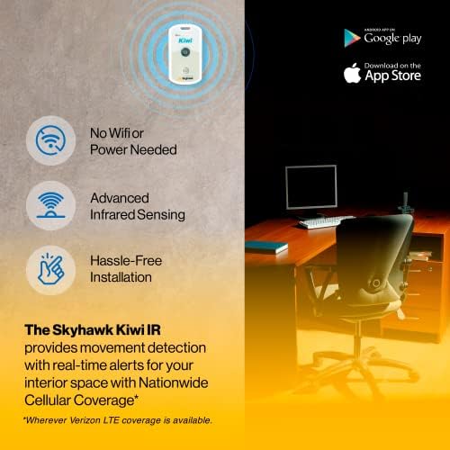 Skyhawk Kiwi IR Infracrveni sistem senzora za detekciju pokreta, Bežični daljinski Monitor za praćenje ulaza na vrata, dugo trajanje baterije, LTE veza, obavještenja u realnom vremenu, Bijela
