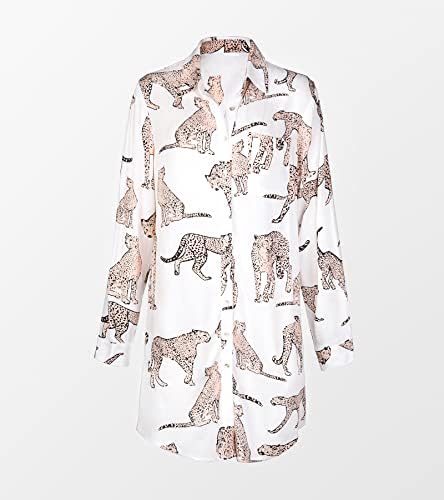 CUPSHE haljina sa dugmetom na košulju haljina sa dugim rukavima bluza na vrhu Leopard Print