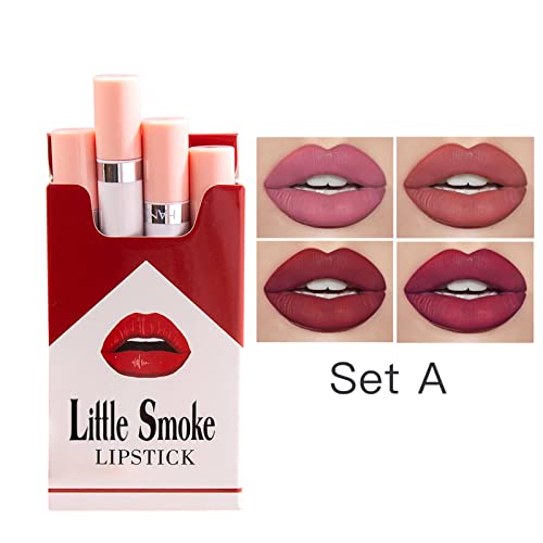 Ruž Za Usne Set Box Smoke Tube Ruž Za Usne 4 Boje Crvena Hidratantna Krema Smooth Lip Stick