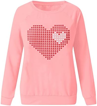 Jjhaevdy Valentines Day Shirts žene grafički puloveri vole srce pismo Print Duks Crewneck pulover vrhovi