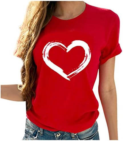 Ležerna majica za žene Slatka srca Ispis košulja okrugla vrat Bluza s kratkim rukavima obični ljetni tee